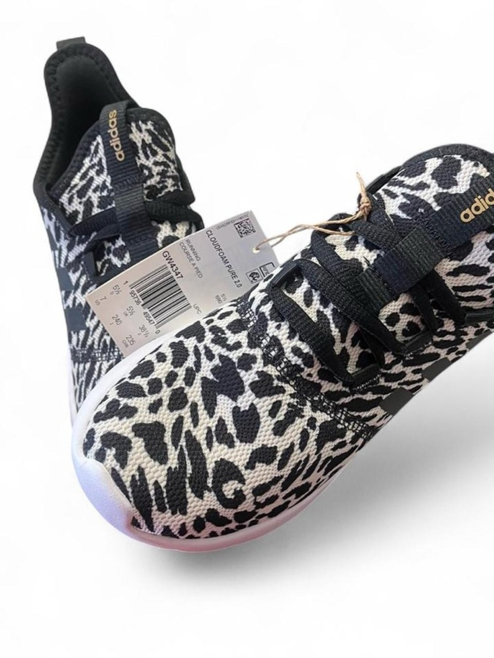 adidas Women’s Black & White Leopard Knit Running Shoes